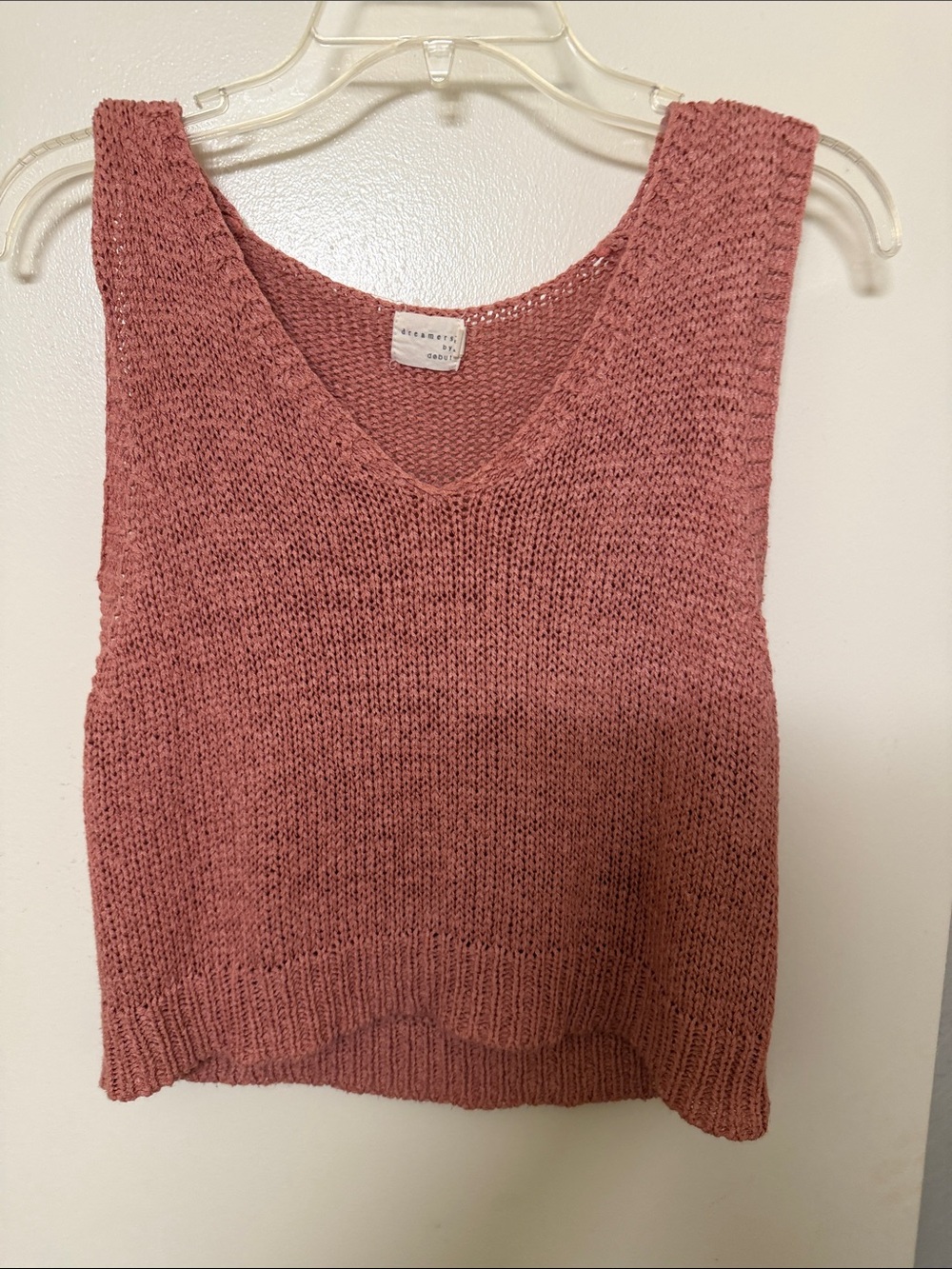 Dreamers by Debut Dusty Rose Sleeveless V-Neck Knit Sweater semi crop